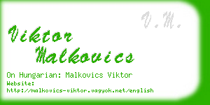 viktor malkovics business card